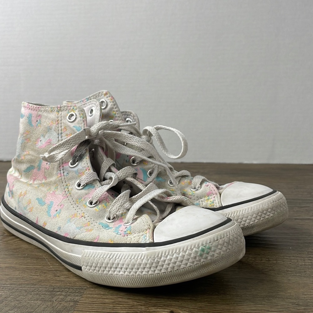 Converse All Star Girls Rainbow Unicorn Skates High Top White Junior SZ 5Y Shoes